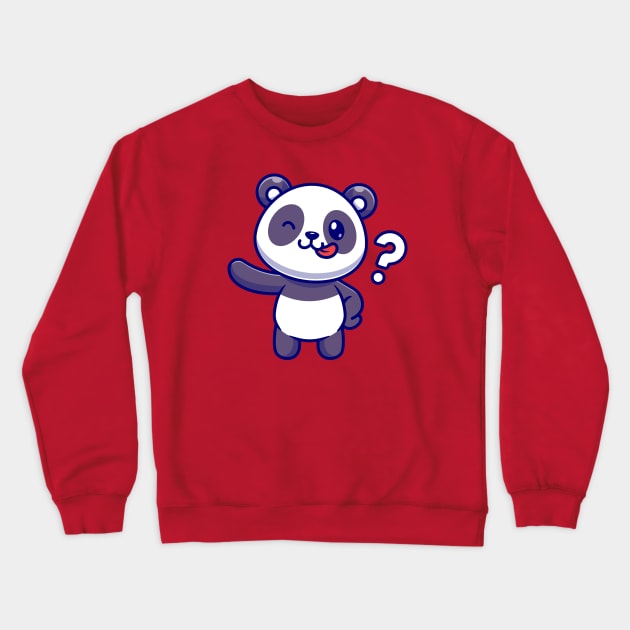 Cute Panda With Question Mark Cartoon Crewneck Sweatshirt by Catalyst Labs